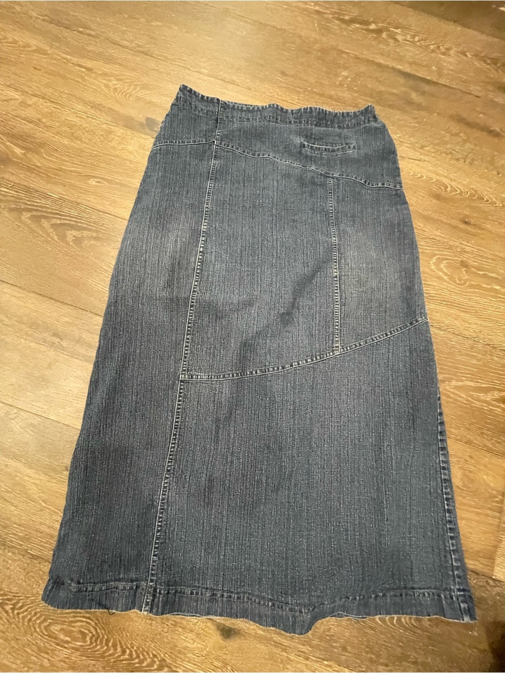 Classic Dark Blue Denim Midi Skirt - Women